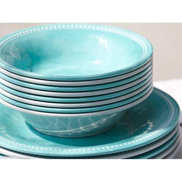 Melamine deesert plate set HARMONY, aqua (6 pcs.) 1