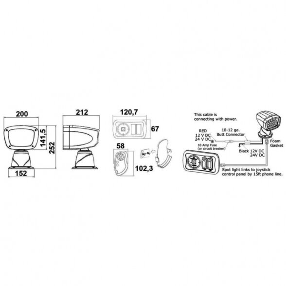 LED electric exterior spotlight 24 V 2