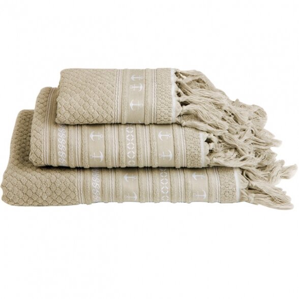 Santorini anchors towel set, ecru